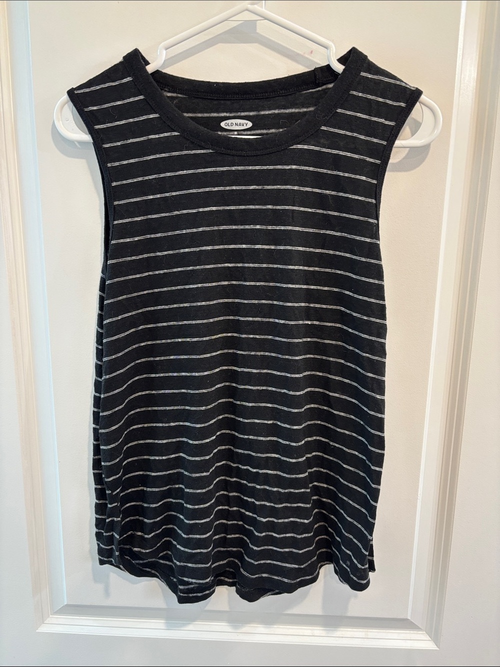 Old Navy Black and White Striped Muscle Tank